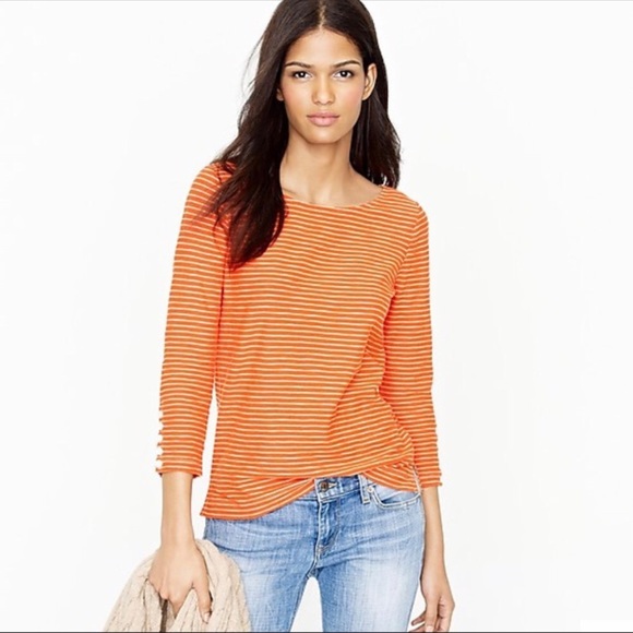 J. Crew Tops - J. Crew orange striped shirt